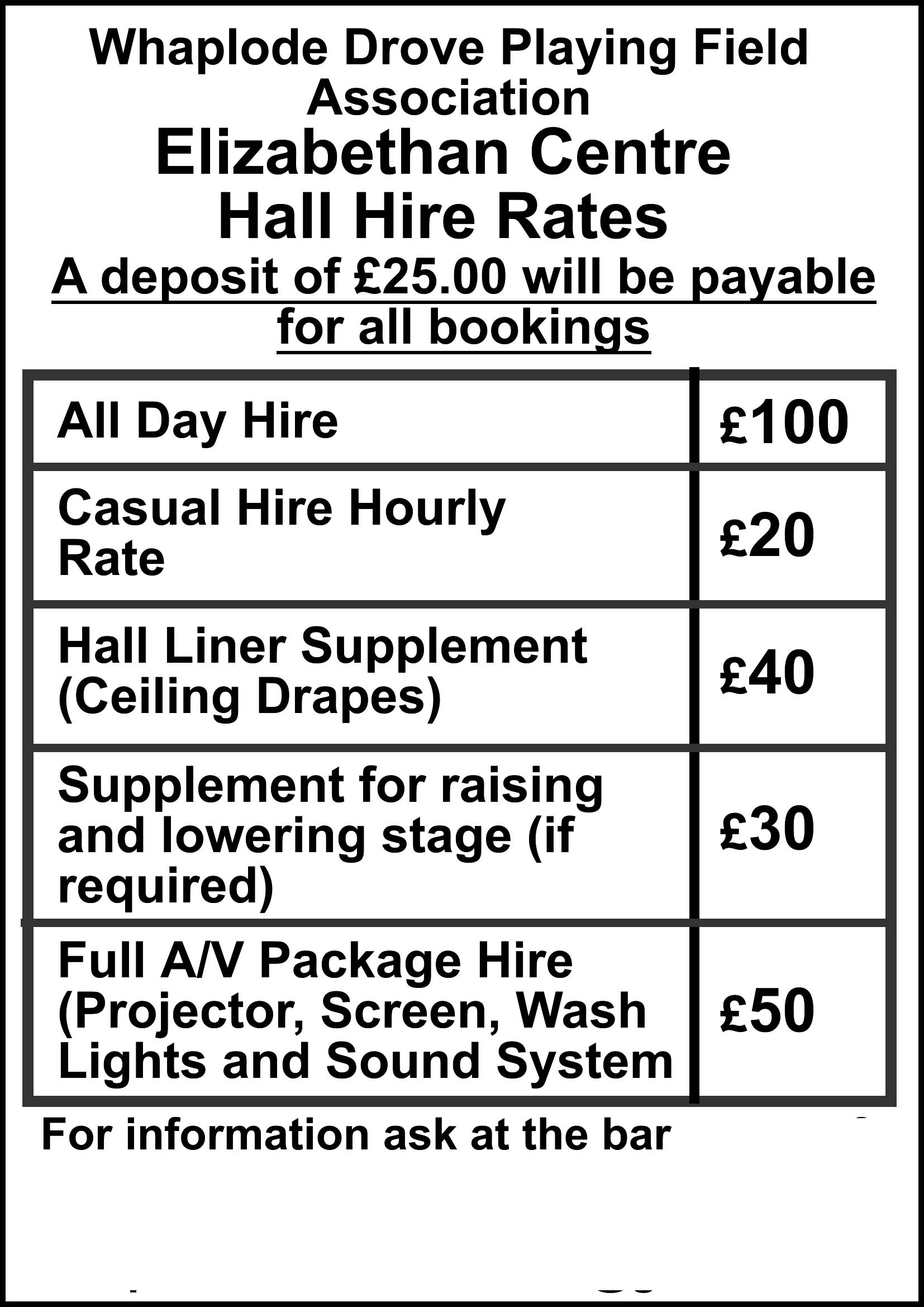 hall hire rates